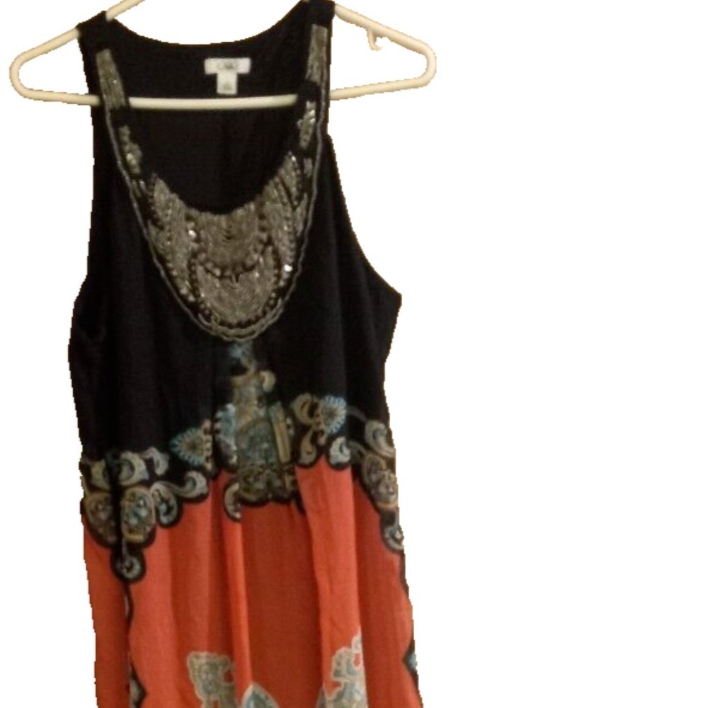 Cato Womans Boho Beaded Top Dress size 16 elegant sleeveless